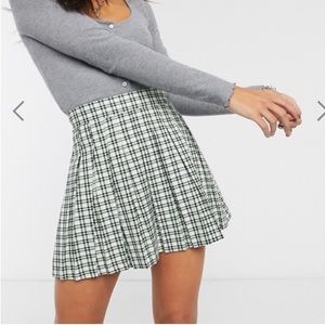 Bershka pleated mint plaid miniskirt